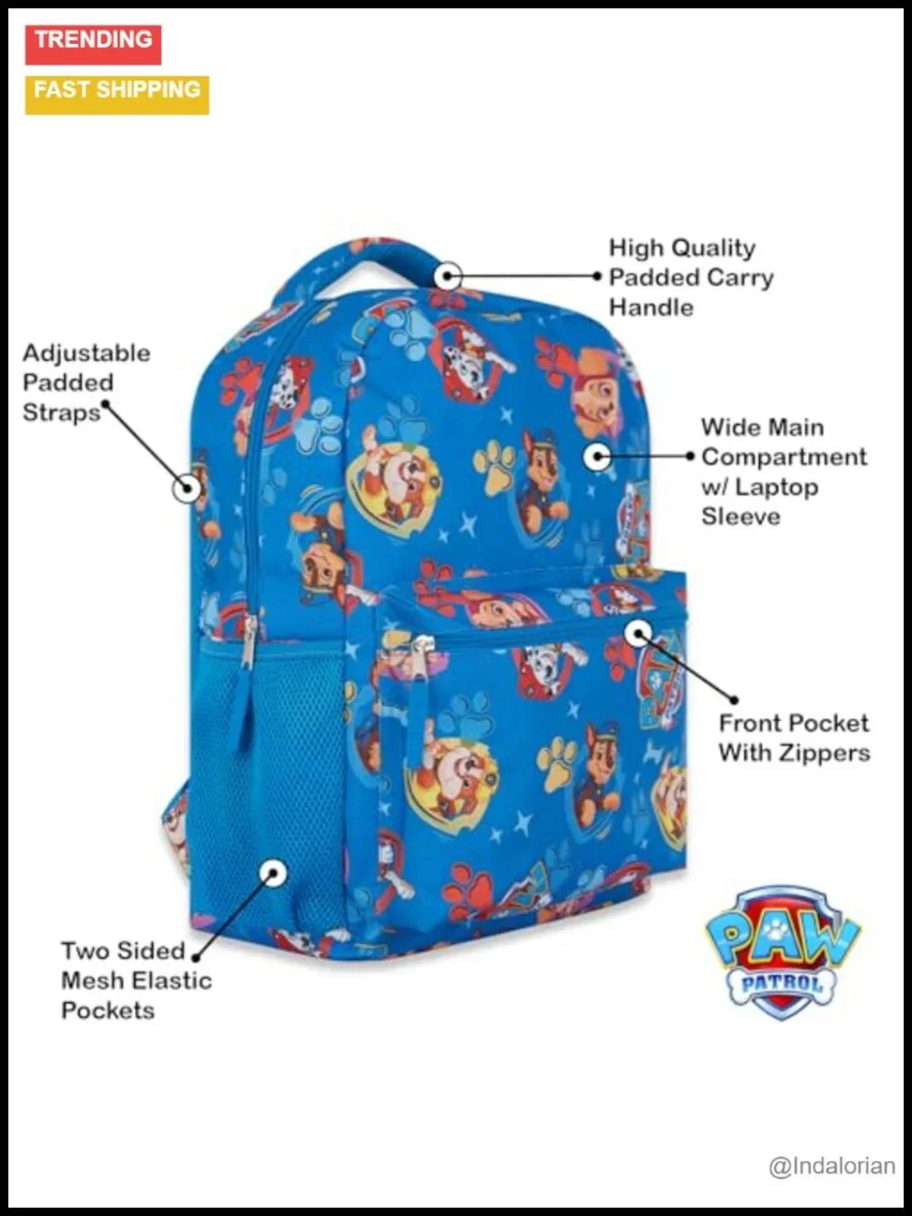 Nickelodeon Paw Patrol Kids Backpack - Daypack with Padded Straps